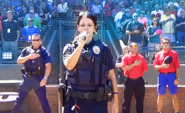 (VIDEO)Cop Stuns Stadium With Her ‘Star Spangled Banner’