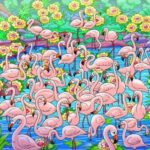 Find the girl hiding among those gorgeous flamingos!