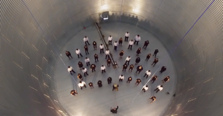 The heavenly sound of a choir singing inside an empty silo is beautiful beyond all words