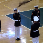 (VIDEO)US Marine stuns crowd when his rifle flies into the air during drill