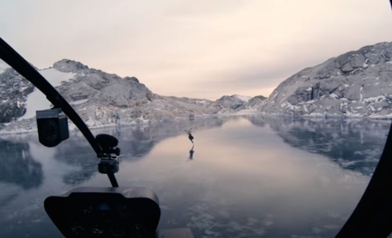 (VIDEO)She’s Figure Skating On A Frozen Lake, But When The Camera Zooms Out? UNREAL!