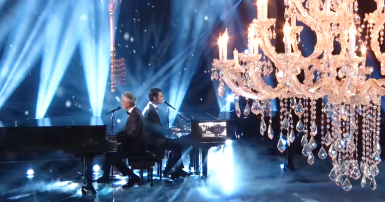 (VIDEO) Andrea Bocelli & His Son Are Flawless: Their Voices, The Dancing, Even the Chandeliers — Everything Is Perfect!