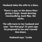 Husband takes the wife to a disco.