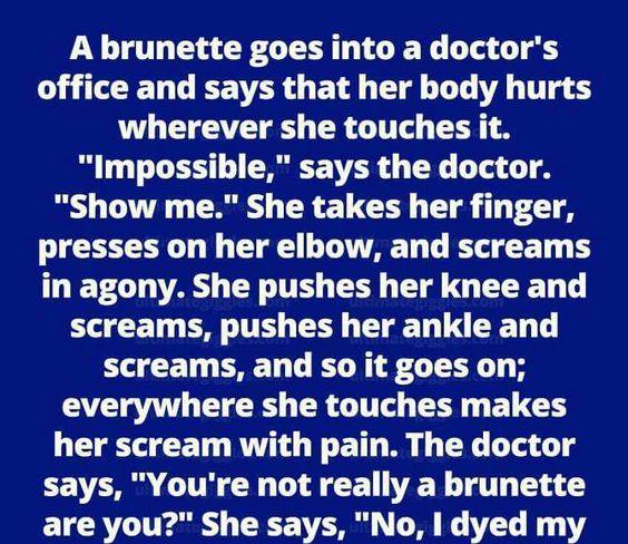 A brunette goes into a doctor’s office