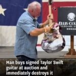 Texas man smashes autographed Taylor Swift guitar after buying it for $4,000