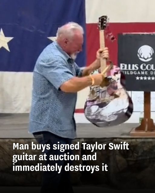 Texas man smashes autographed Taylor Swift guitar after buying it for $4,000