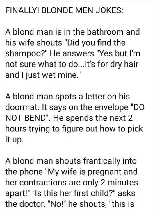 FINALLY! BLONDE MEN JOKES