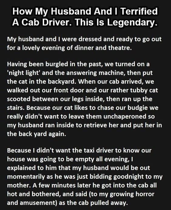 How My Husband And I Terrified A Cab Driver. This Is Legendary.