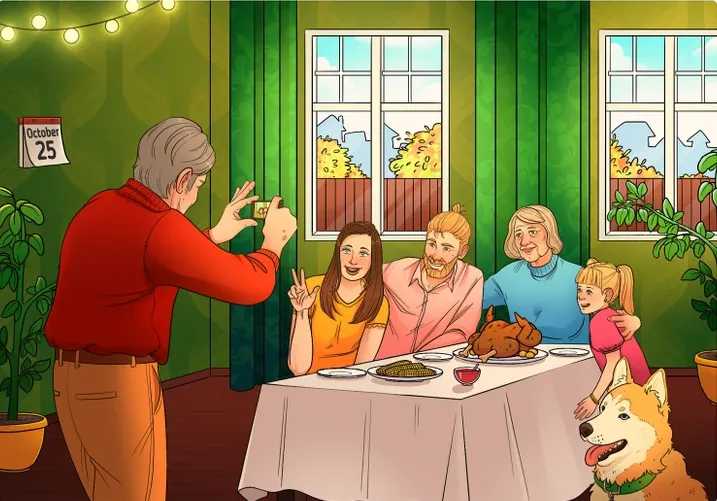 You have an IQ above 140 if you can find the mistake in the Thanksgiving picture in 5 seconds!