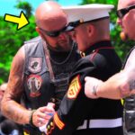 (VIDEO)Injured Marine Holds Salute For 3 Hours, Then Bikers Suddenly Appear & Do The Unthinkable!