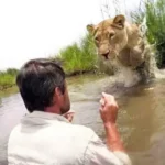 (VIDEO)He Reunites With Rescued Lioness After 7 Years, But When He Goes in Water…