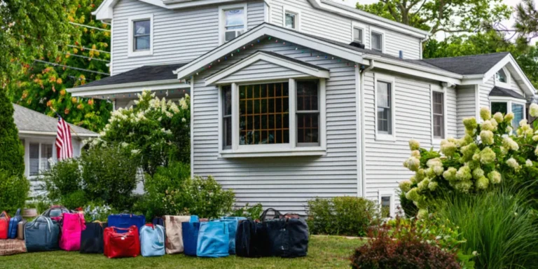 Bags in front of a suburban house ⏐ Source: Shutterstock