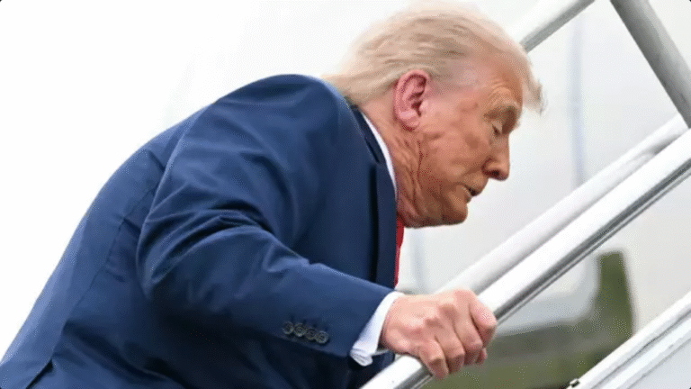 Footage of Trump tripping up Air Force One stairs labeled ‘karma’ as people recall shocking comments he made about Biden