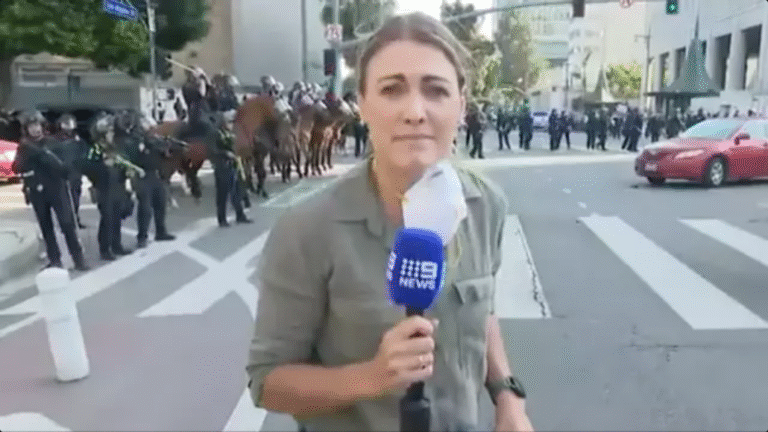 Horrifying footage shows moment journalist is shot by LAPD while reporting live on anti-ICE protests