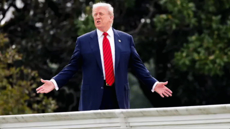 People losing it at Trump’s bizarre 5-word response when asked why he’s standing on the White House roof