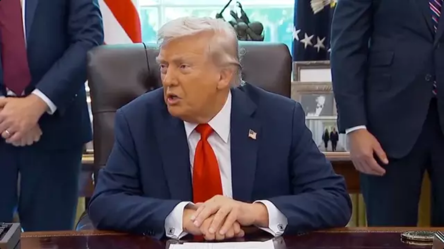 People spot Donald Trump hiding something during press conference and it’s raising a lot of questions