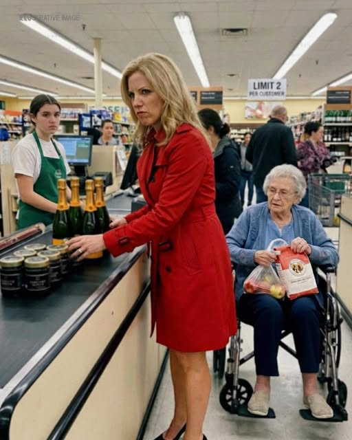 An Entitled Woman with a Full Cart Cut in Front of My Mom’s Wheelchair at the Supermarket – What Came over the Intercom Made Her Freeze