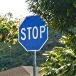 Have you ever seen a “STOP” sign with a blue background on the road? Here’s what it means
