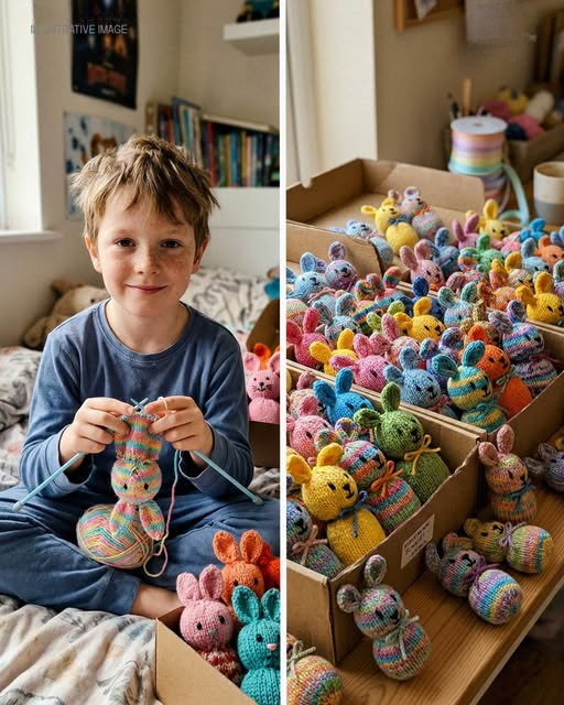 My 9-Year-Old Grandson Knitted 100 Easter Bunnies for Sick Kids from His Late Mom’s Sweaters – When My New DIL Threw Them Away Calling Them ‘Trash,’ My Son Taught Her a Lesson