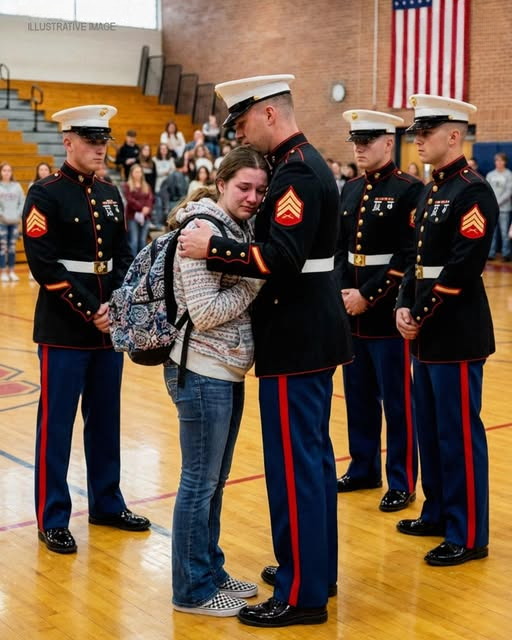 My 14-Year-Old Got Detention for Defending Her Marine Dad – When Four Men in Uniform Walked Into the School, the Entire Building Went Silent