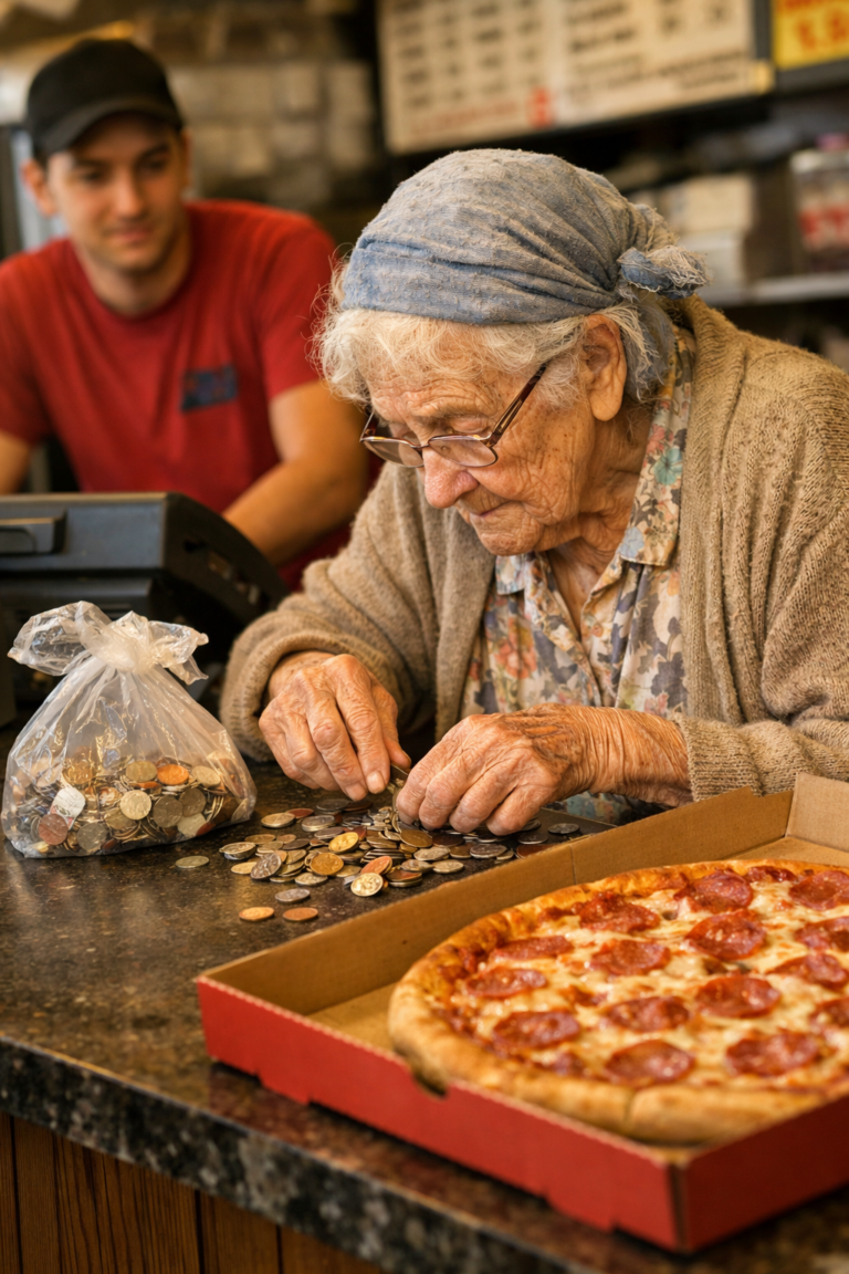 An Elderly Woman Tried to Pay for Her $15 Pizza with a Plastic Bag of Change – So I Made a Decision I Can’t Undo