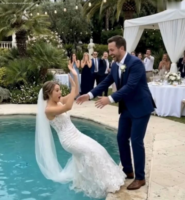 My Groom Pushed Me Into the Pool During Our Wedding Reception and Started Laughing – He Didn’t Expect What I Did Next