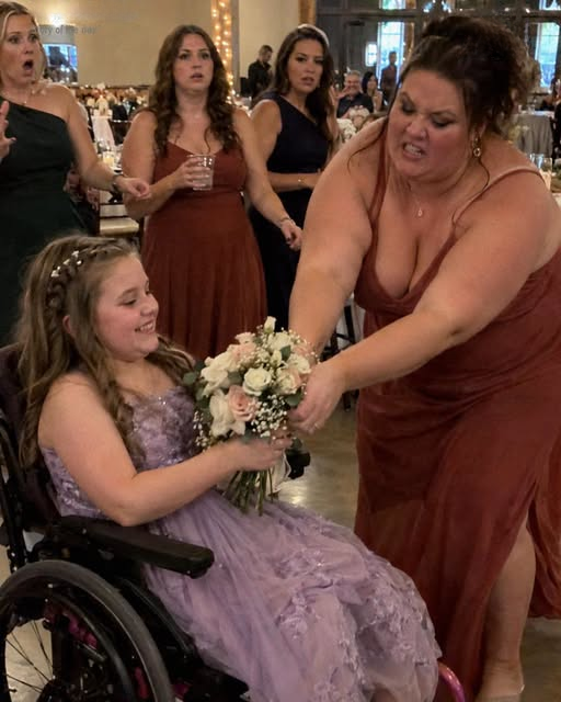 My Sister Ripped the Bridal Bouquet from My 10-Year-Old Daughter’s Hands – What My Girl Did Next Made the Entire Room Rise to Its Feet and Applaud