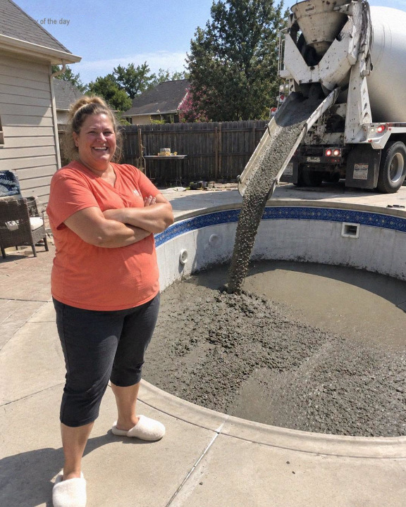 My Neighbor Filled My Pool With Concrete Because My Kids Were ‘Too Loud’ – She Never Expected What Happened Next